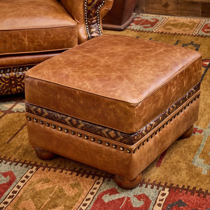 Bosque Ranch Leather Chair and Ottoman