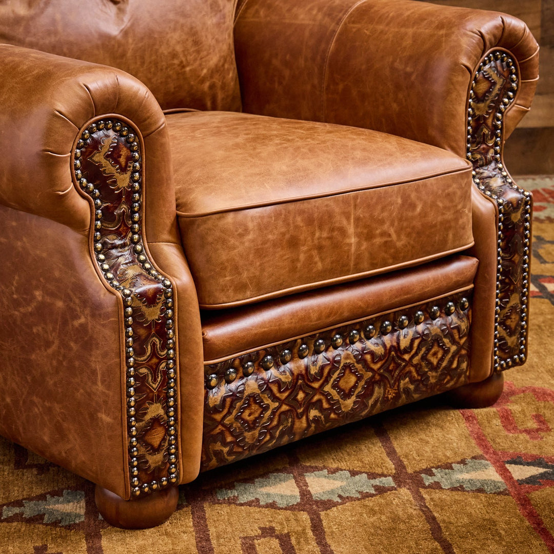 Bosque Ranch Leather Chair and Ottoman