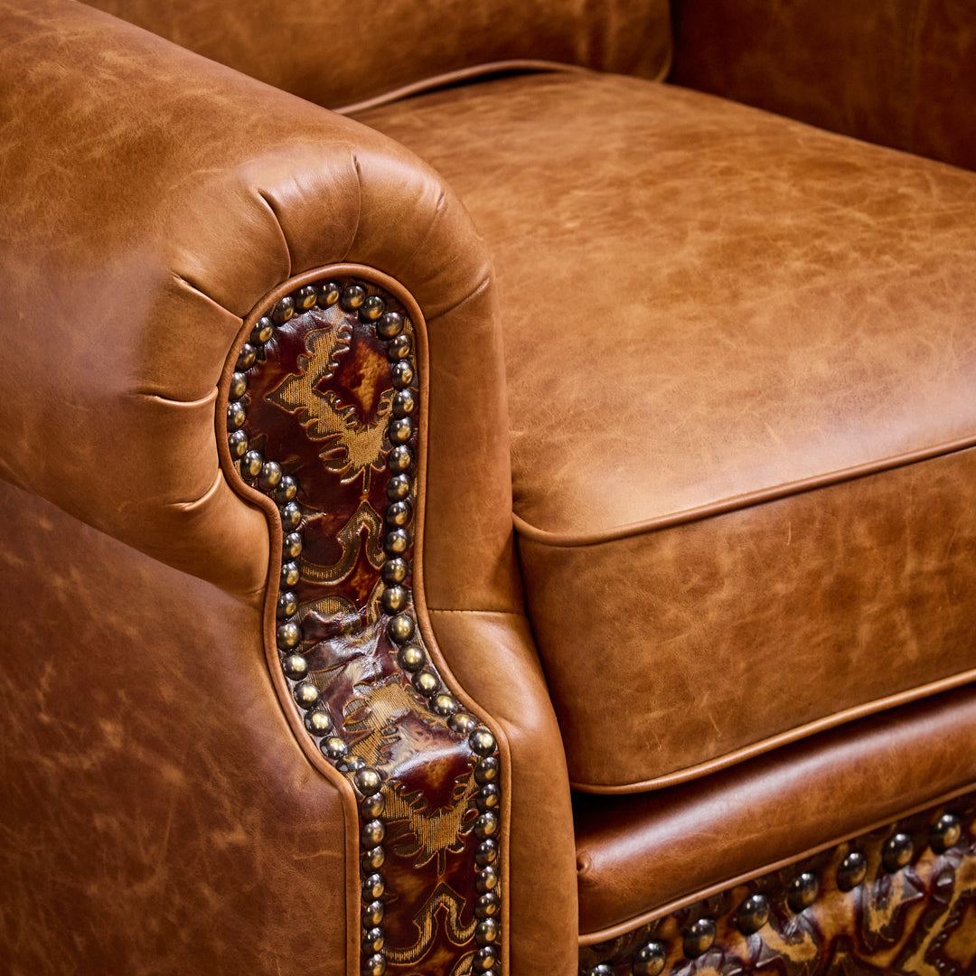 Bosque Ranch Leather Chair and Ottoman