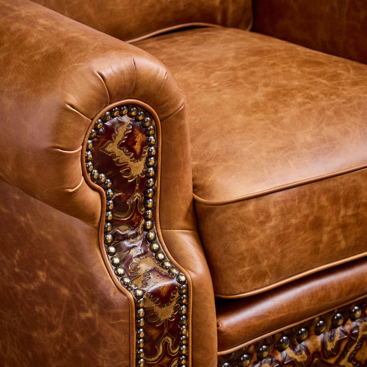 Bosque Ranch Leather Chair and Ottoman