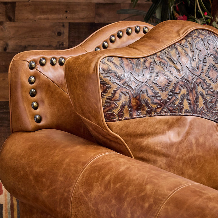 Bosque Ranch Leather Chair and Ottoman