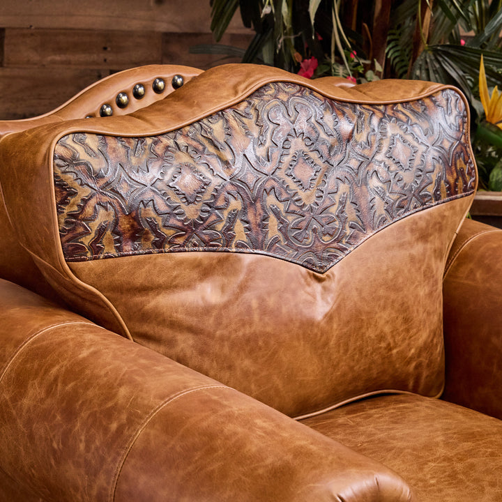 Bosque Ranch Leather Chair and Ottoman