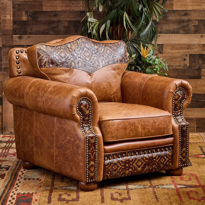 Bosque Ranch Leather Chair and Ottoman