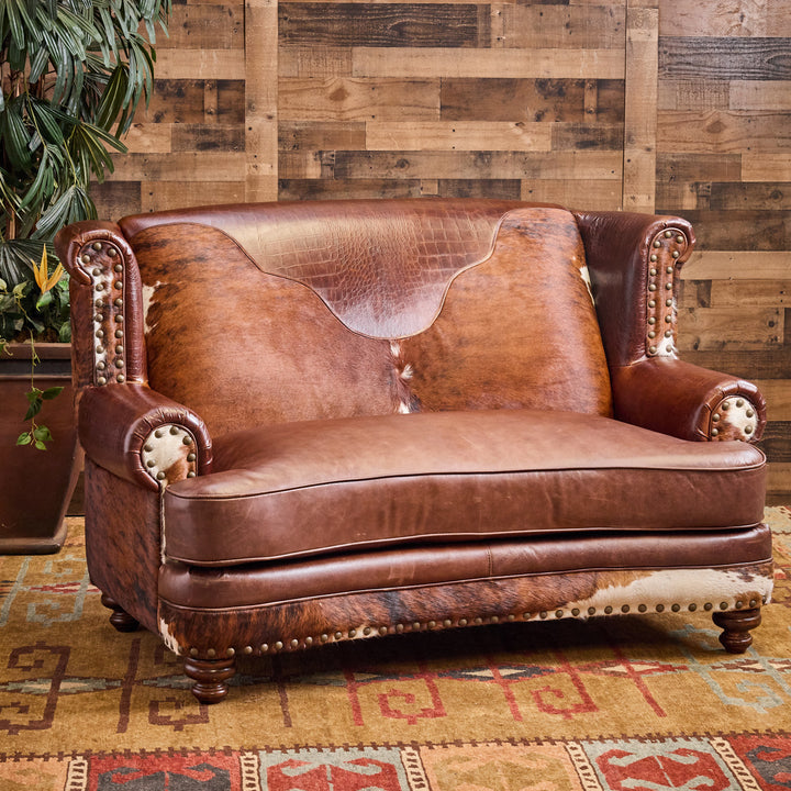 Goliad Western Cowhide Loveseat