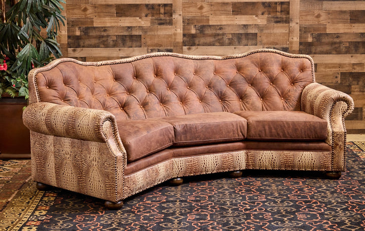 Bonanza Ivory Croc Curved Leather Sofa