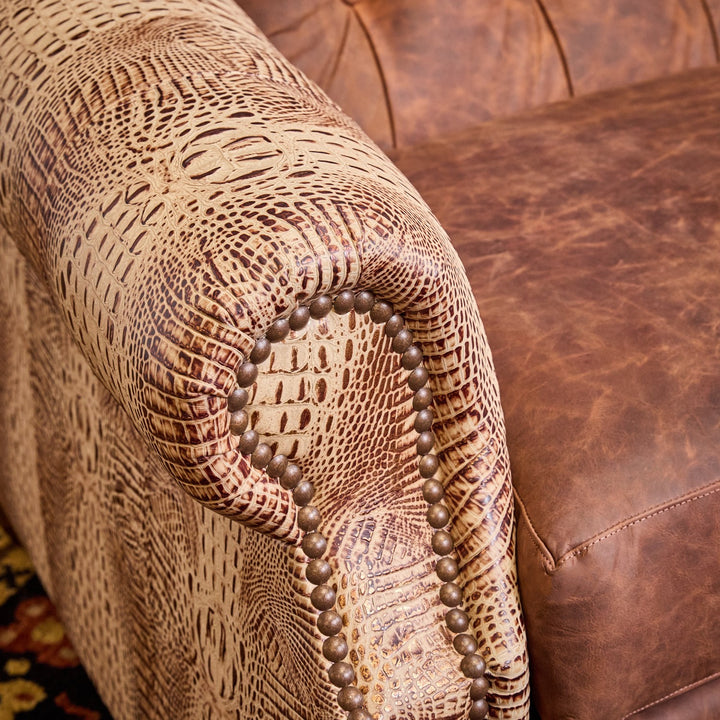 Bonanza Ivory Croc Curved Leather Sofa