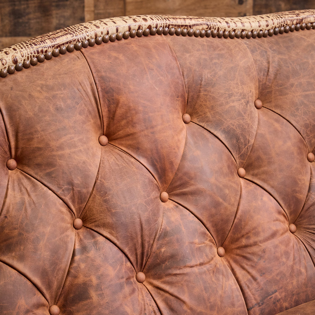 Bonanza Ivory Croc Curved Leather Sofa