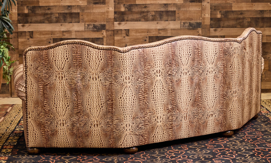 Bonanza Ivory Croc Curved Leather Sofa