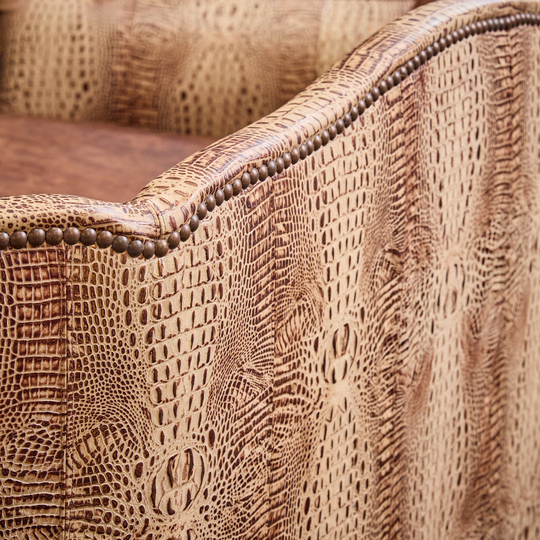 Bonanza Ivory Croc Curved Leather Sofa