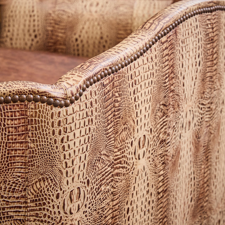 Bonanza Ivory Croc Curved Leather Sofa