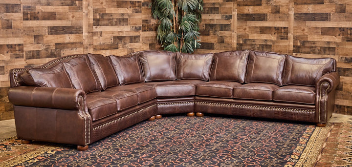 Carillo Western Leather Croc Sectional Sofa