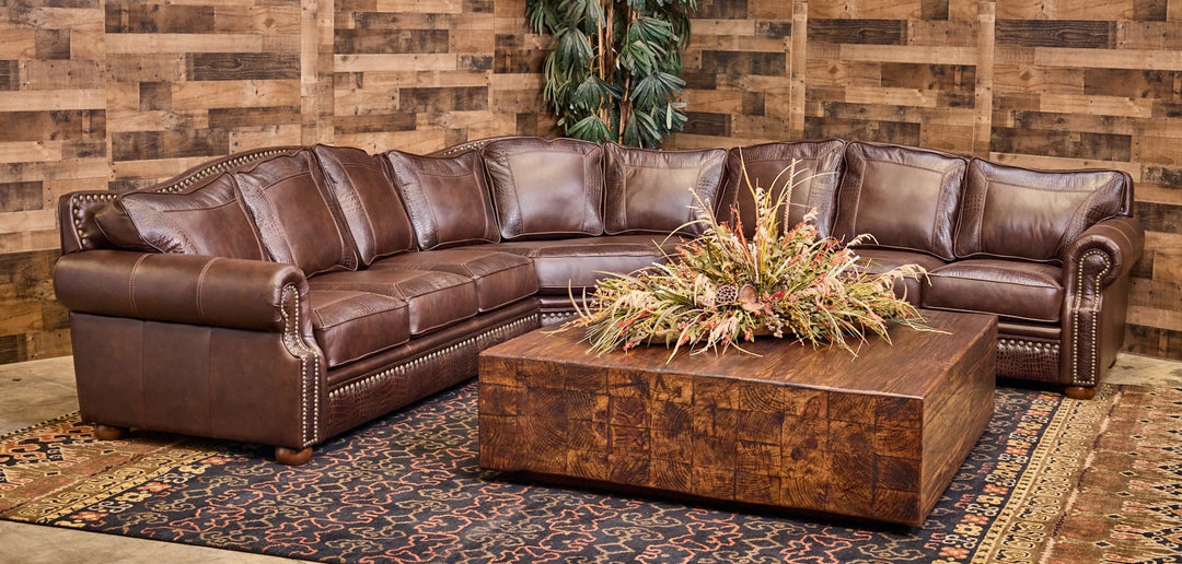 Carillo Western Leather Croc Sectional Sofa