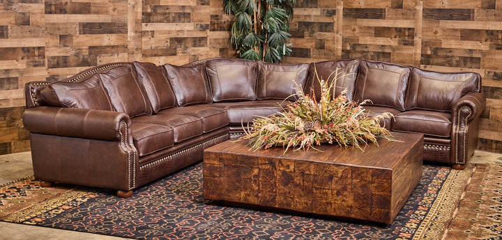 Carillo Western Leather Croc Sectional Sofa