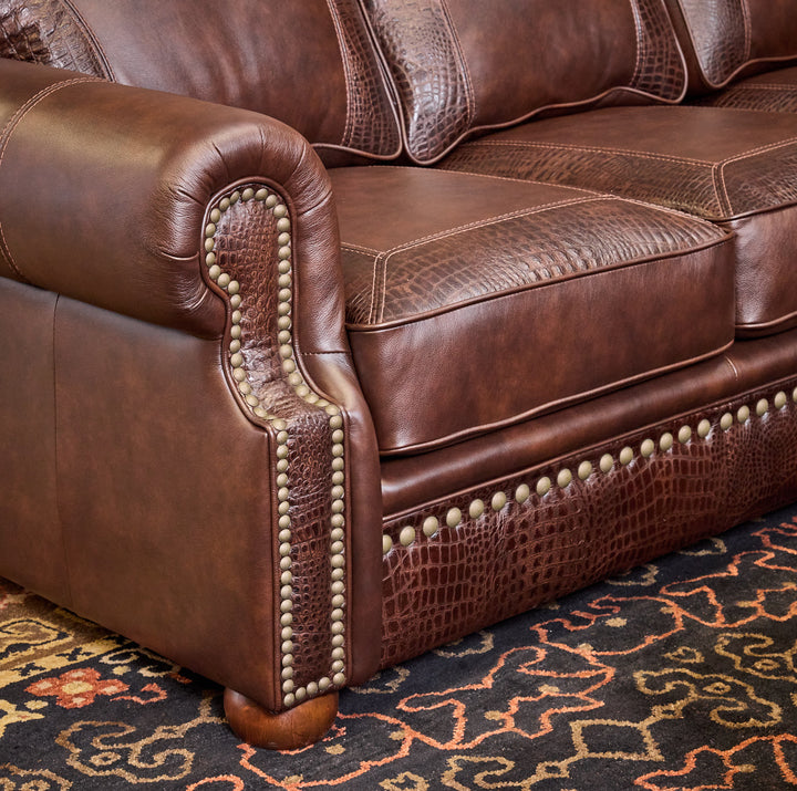 Carillo Western Leather Croc Sectional Sofa