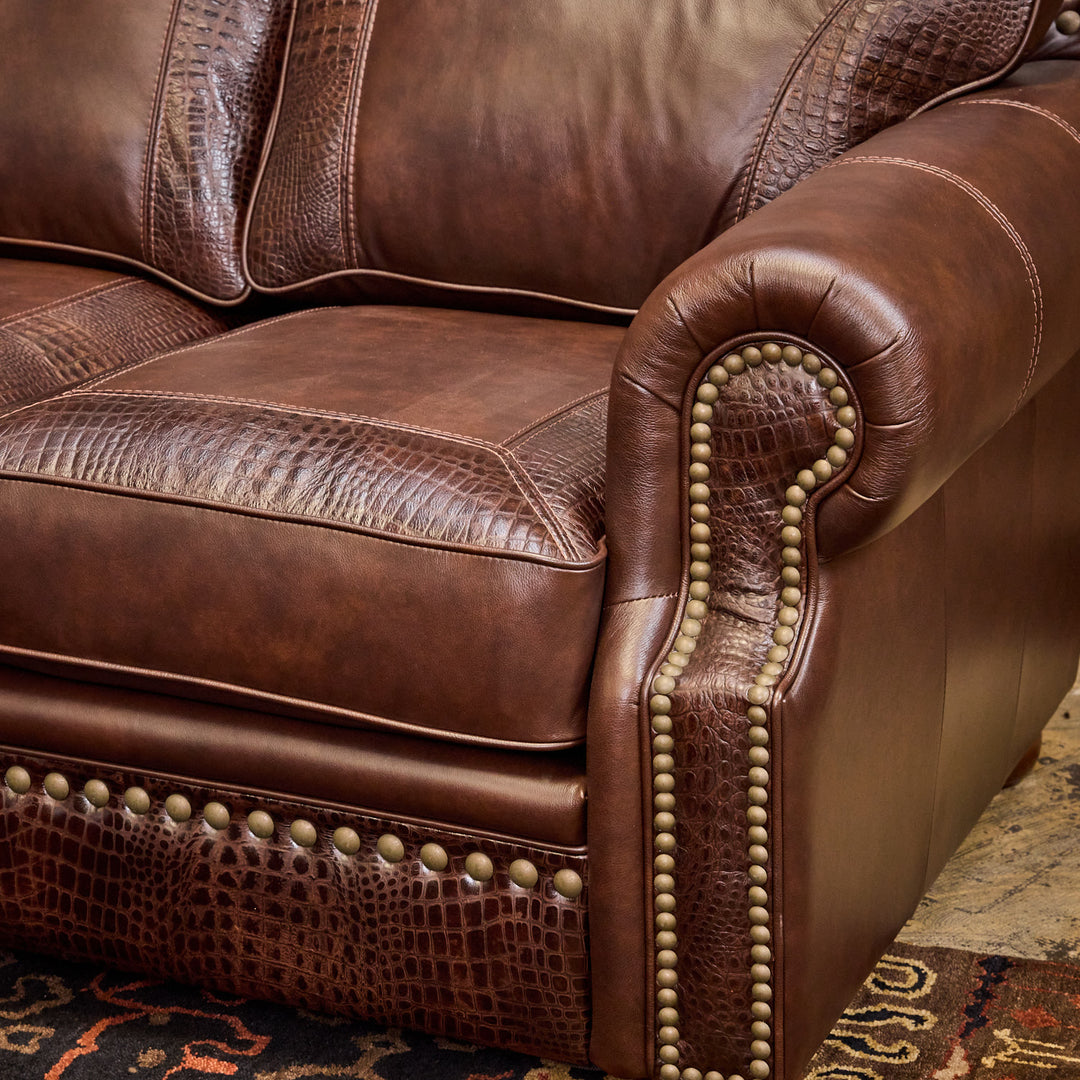 Carillo Western Leather Croc Sectional Sofa