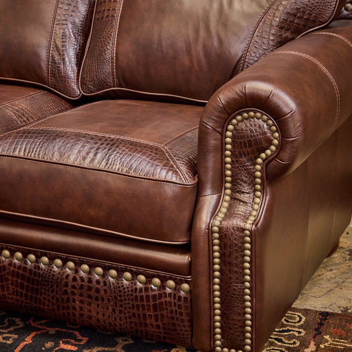 Carillo Western Leather Croc Sectional Sofa