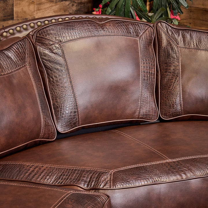Carillo Western Leather Croc Sectional Sofa