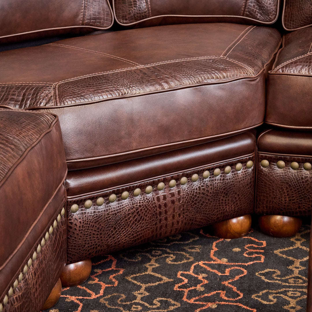 Carillo Western Leather Croc Sectional Sofa
