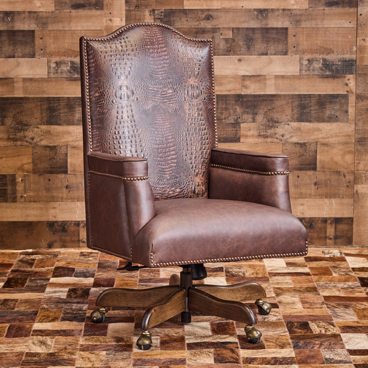 Barrett Brown Gator Western Leather Office Chair