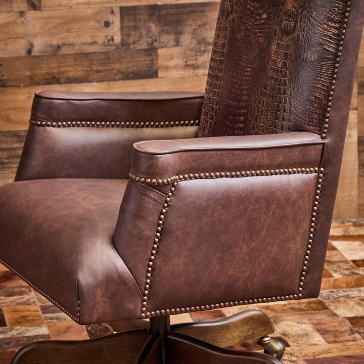 Barrett Brown Gator Western Leather Office Chair