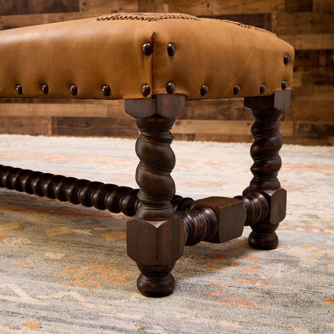 Sagebrush Tooled Leather Bench