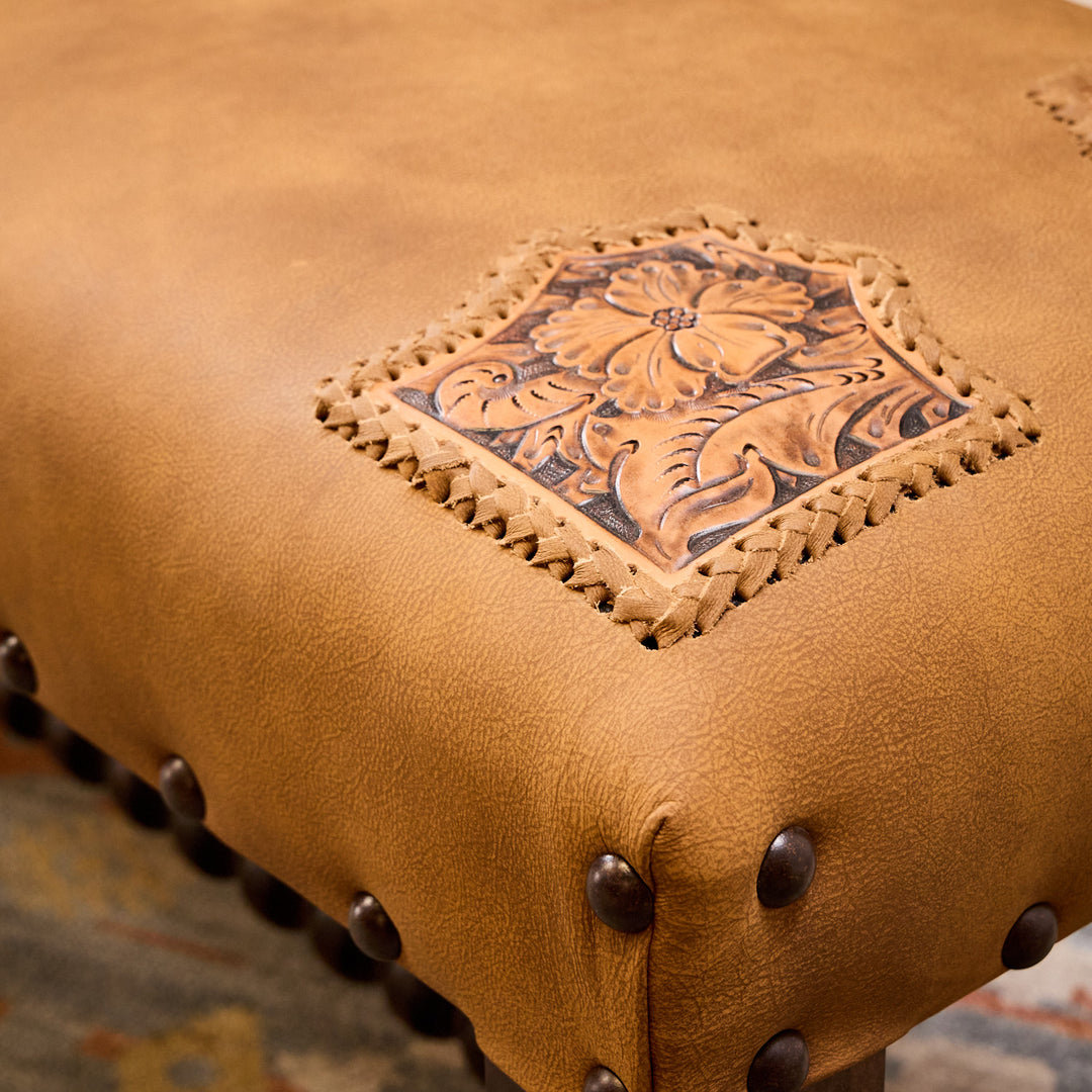 Sagebrush Tooled Leather Bench