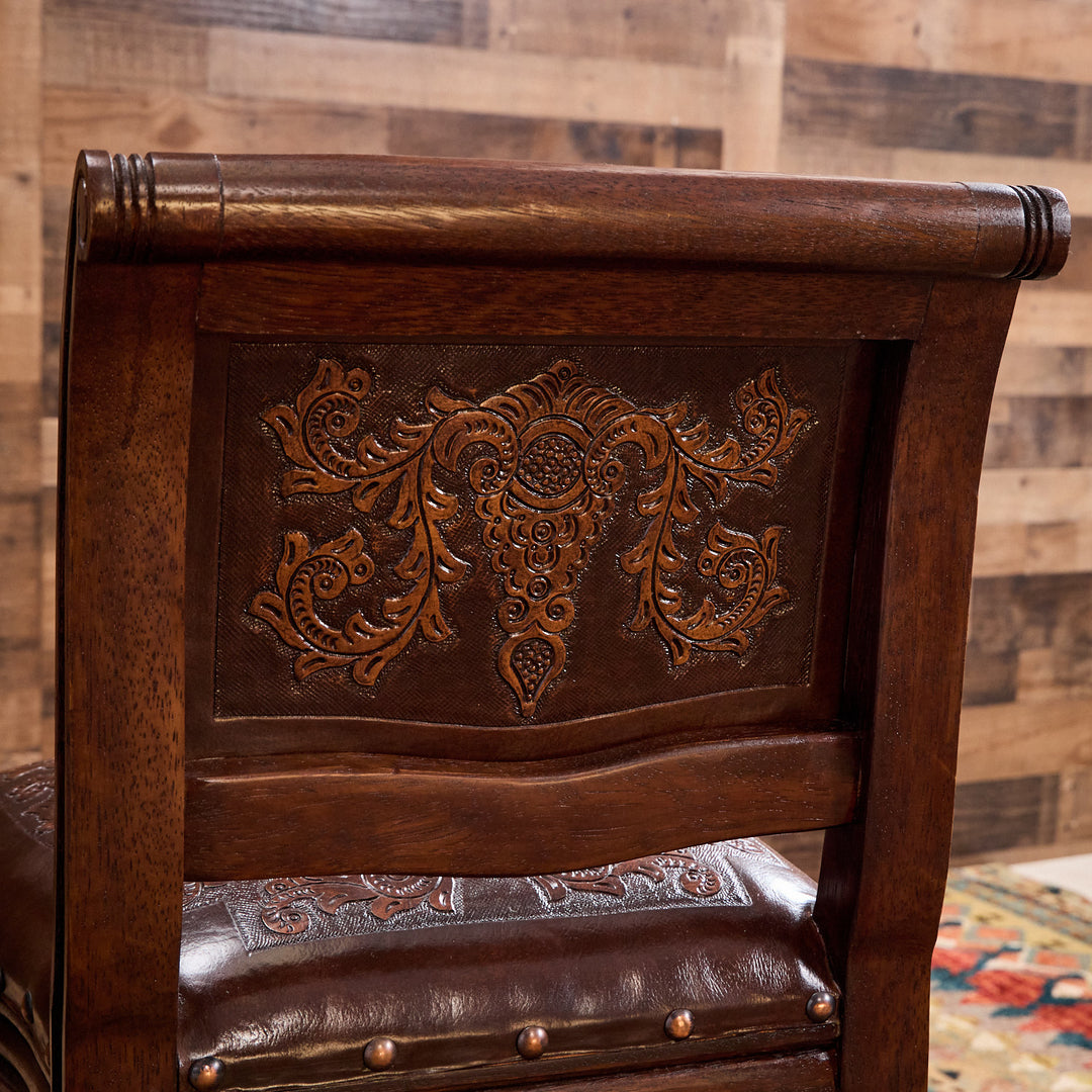 Colonial Brown Leather Bar Stool