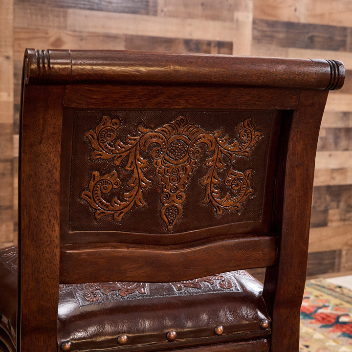 Colonial Brown Leather Bar Stool