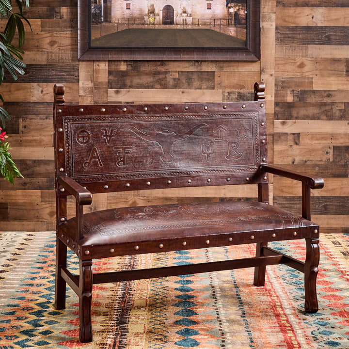 Ranchero Tooled Leather Bench