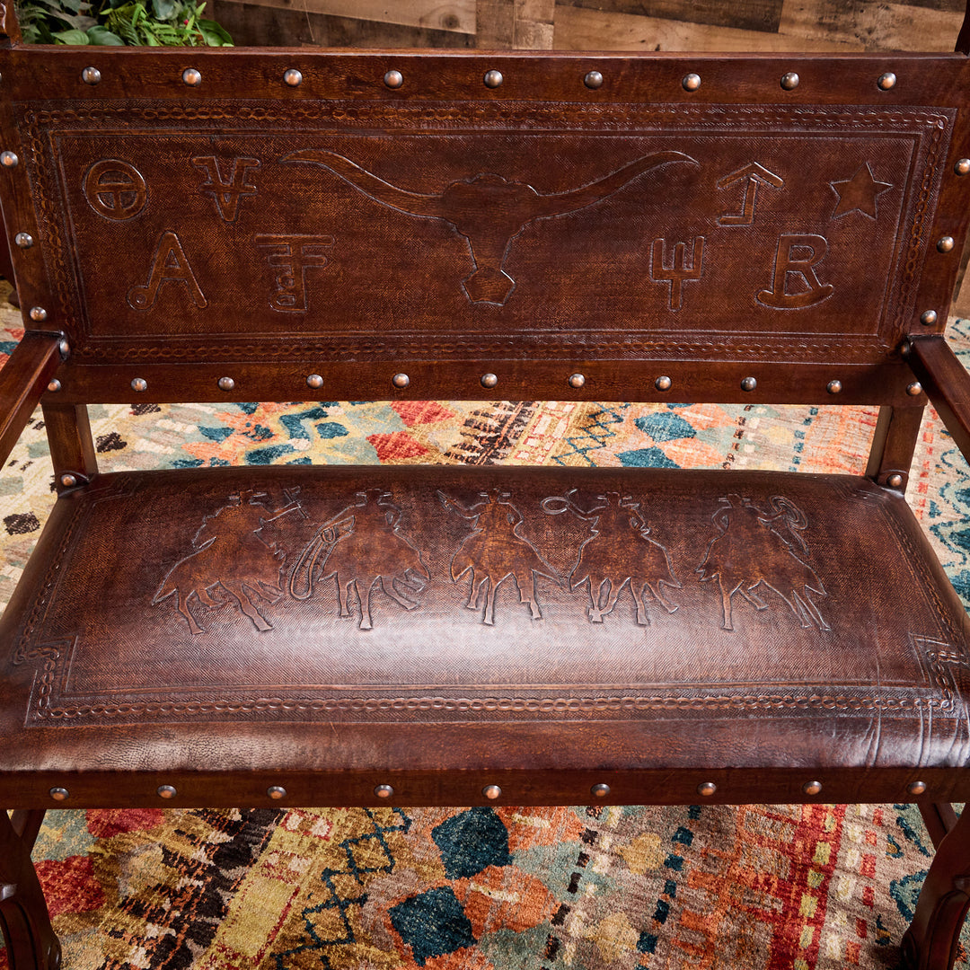 Ranchero Tooled Leather Bench
