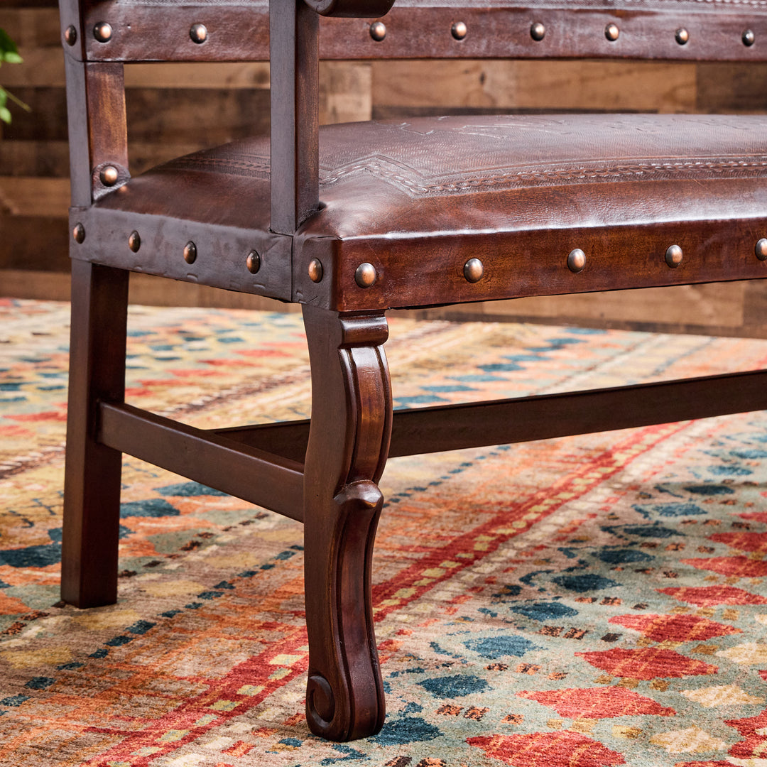 Ranchero Tooled Leather Bench