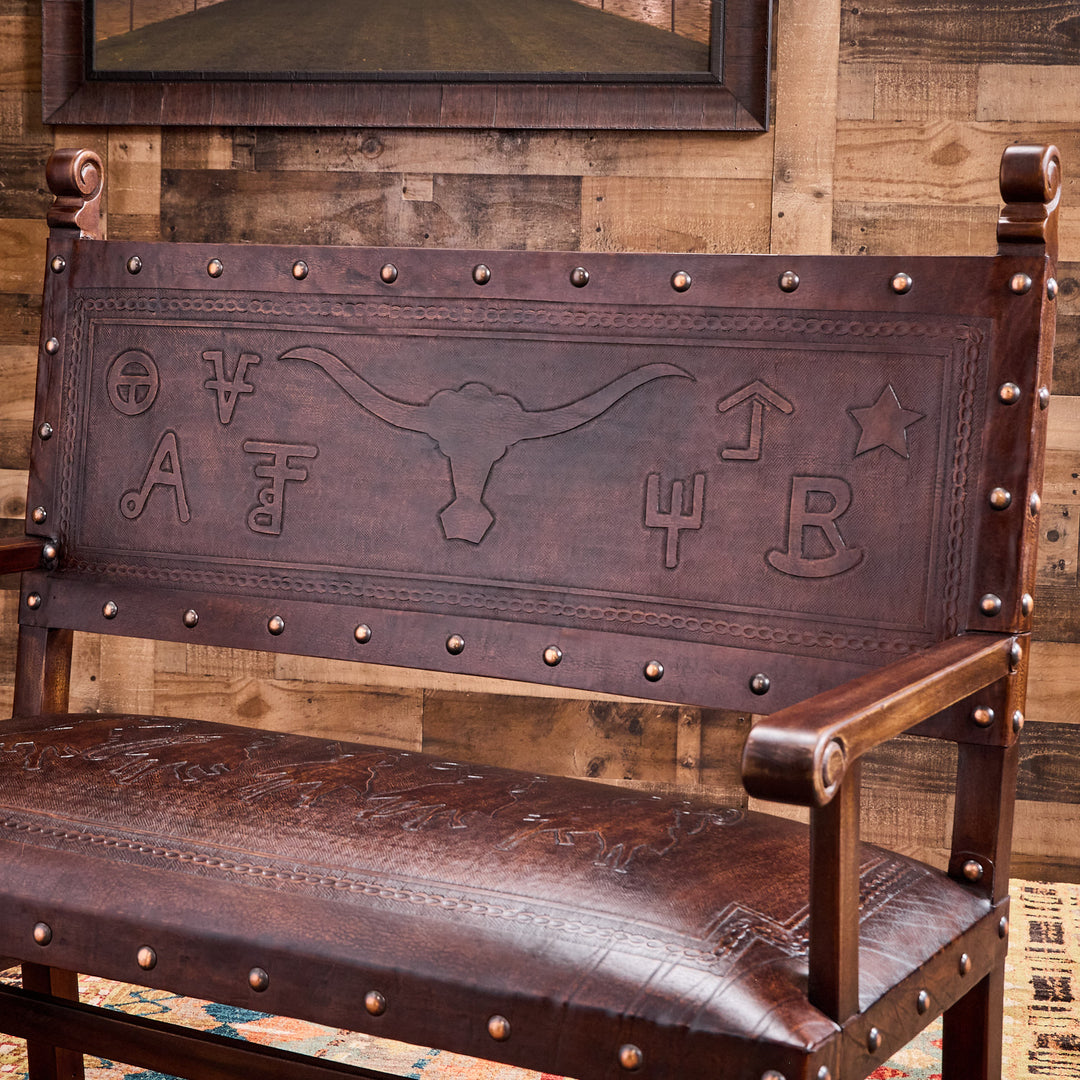 Ranchero Tooled Leather Bench