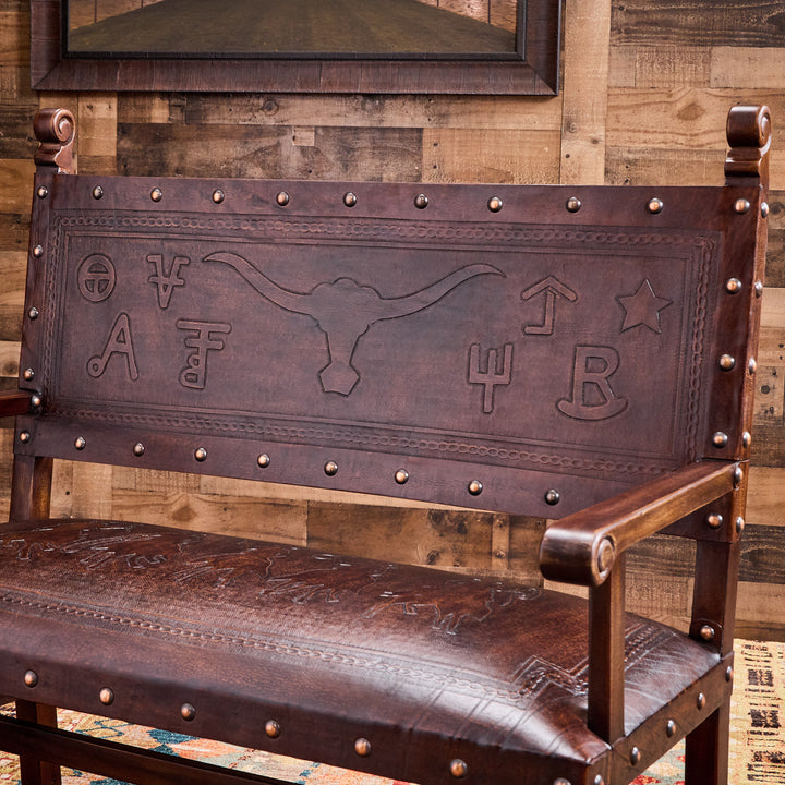 Ranchero Tooled Leather Bench
