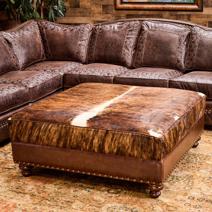 Vintage Western Cowhide Ottoman
