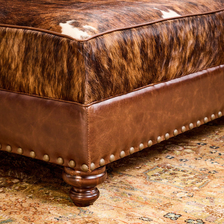 Vintage Western Cowhide Ottoman