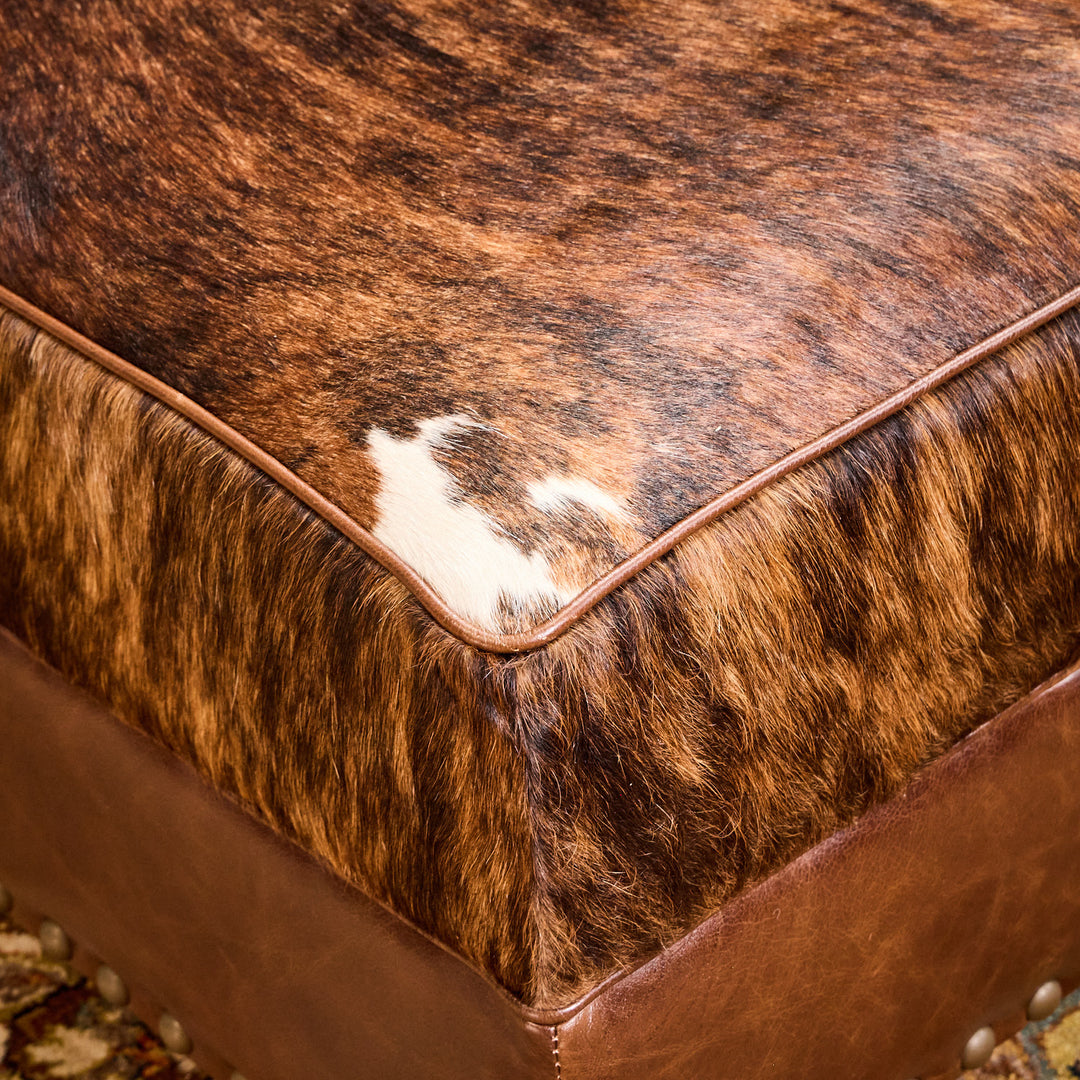 Vintage Western Cowhide Ottoman