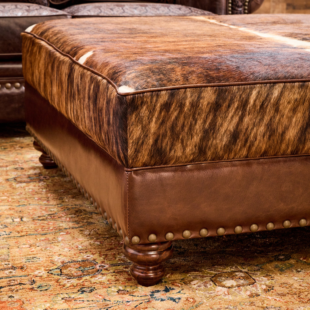 Vintage Western Cowhide Ottoman