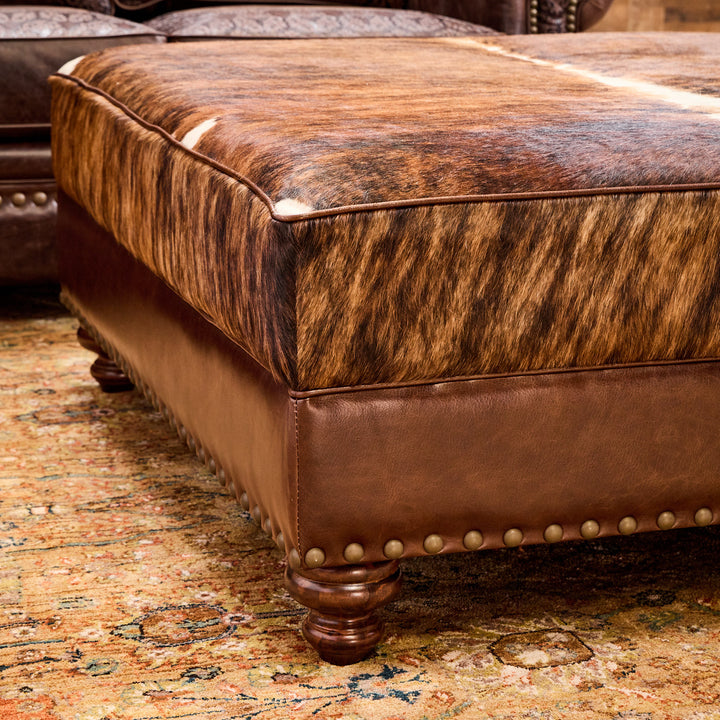 Vintage Western Cowhide Ottoman