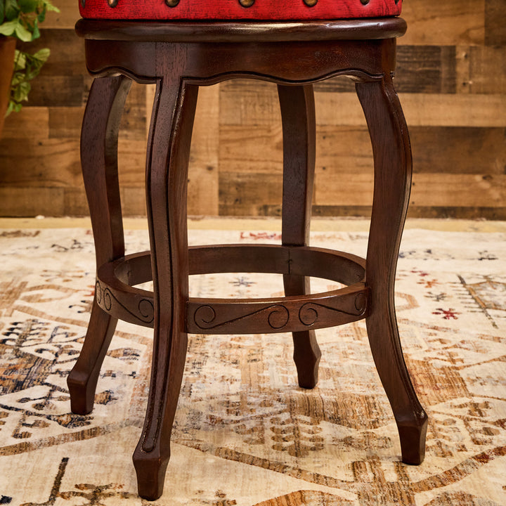 Spanish Red Leather Bar Stool