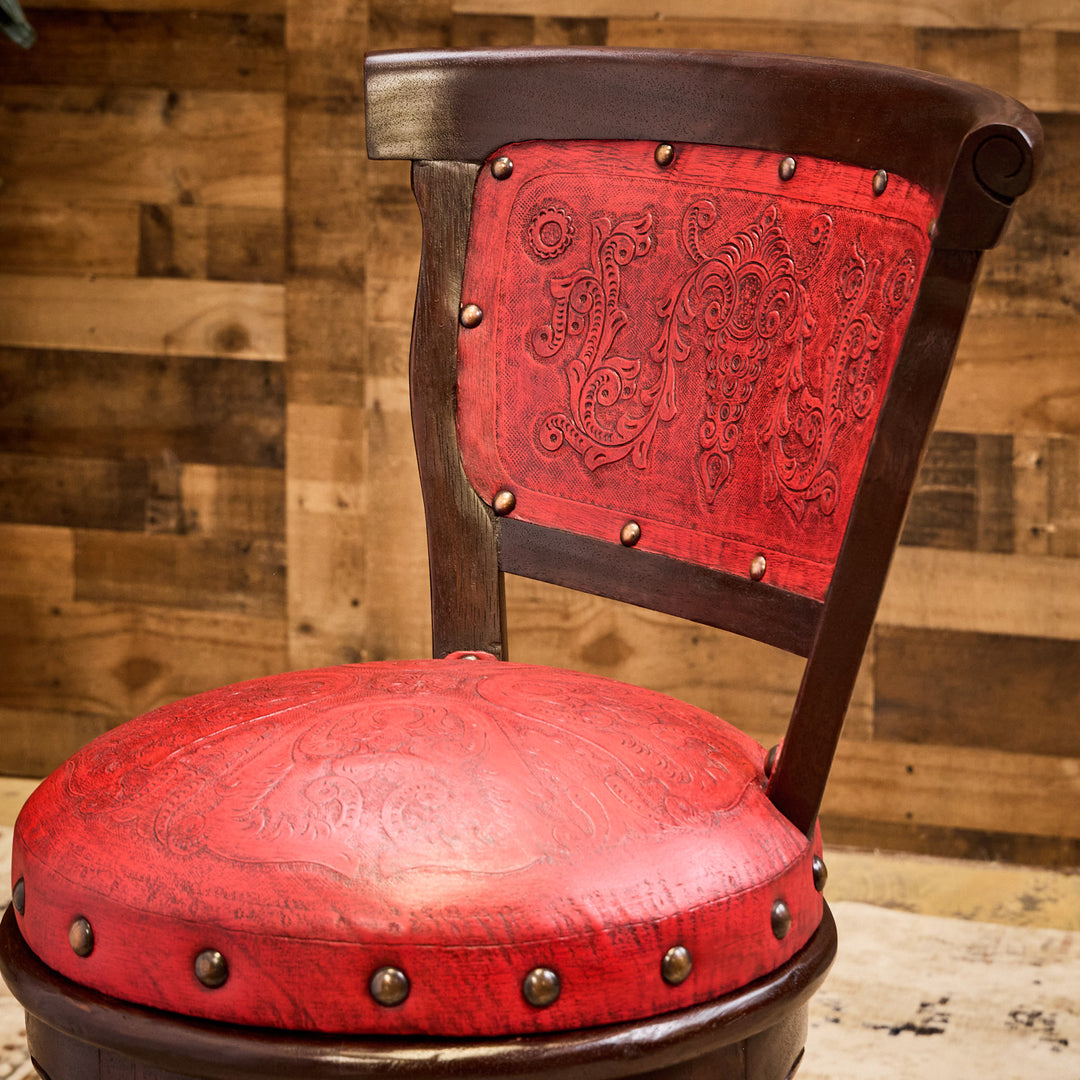 Spanish Red Leather Bar Stool