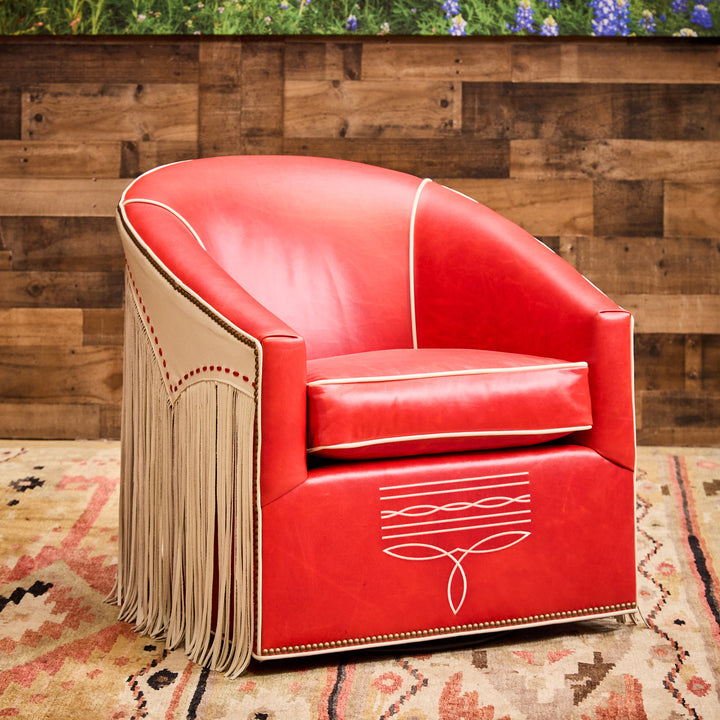 Cinch Red Leather Swivel Chair