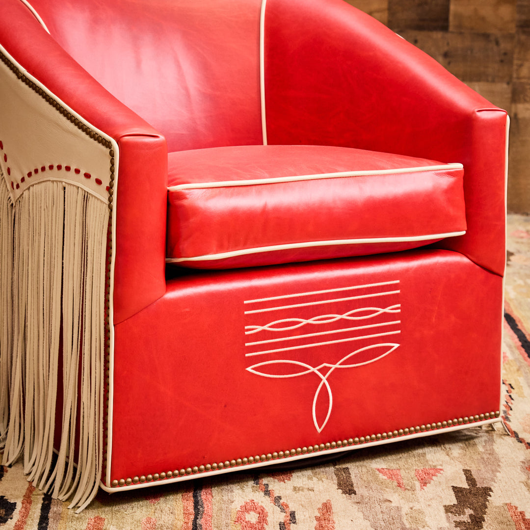 Cinch Red Leather Swivel Chair