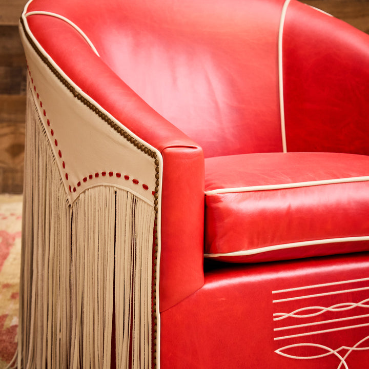Cinch Red Leather Swivel Chair