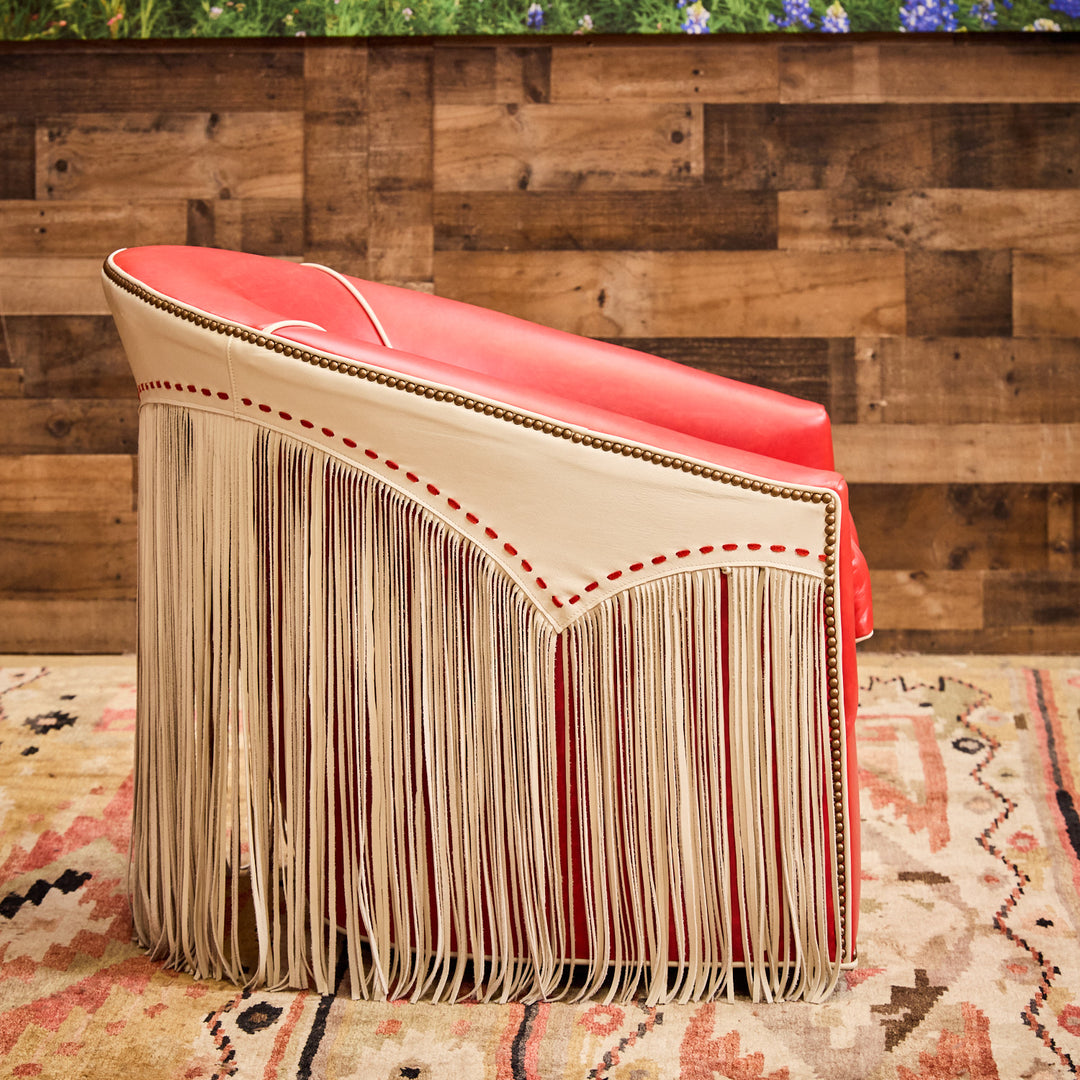 Cinch Red Leather Swivel Chair