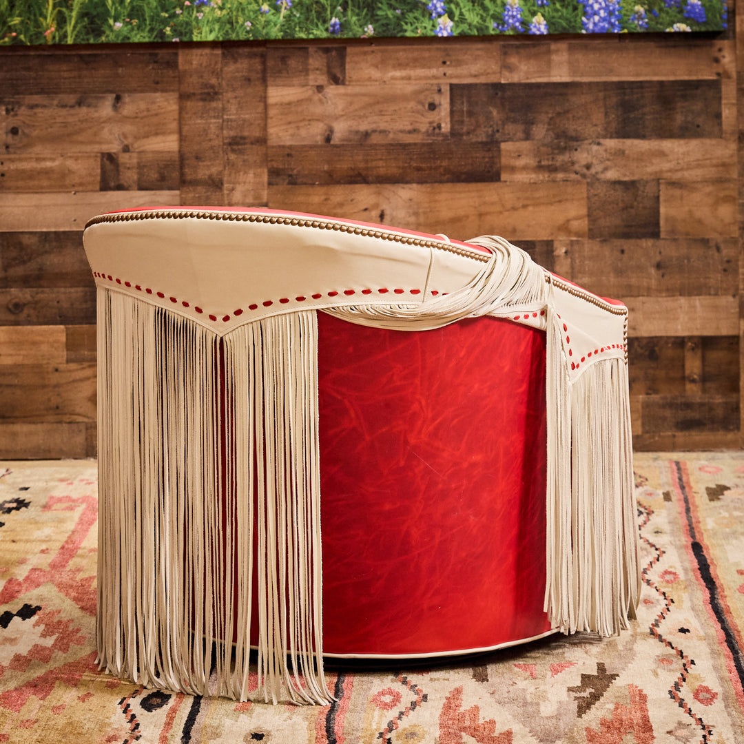 Cinch Red Leather Swivel Chair