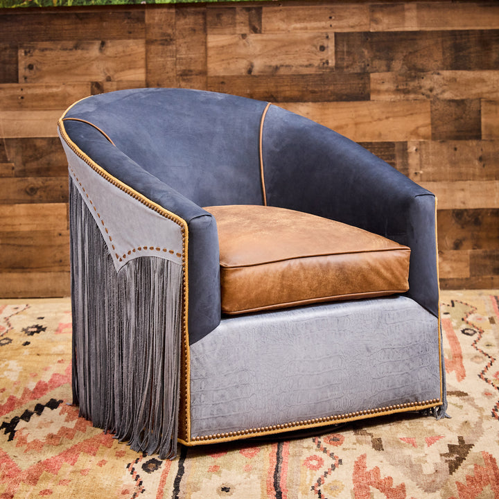 Blue Lagoon Western Swivel Chair