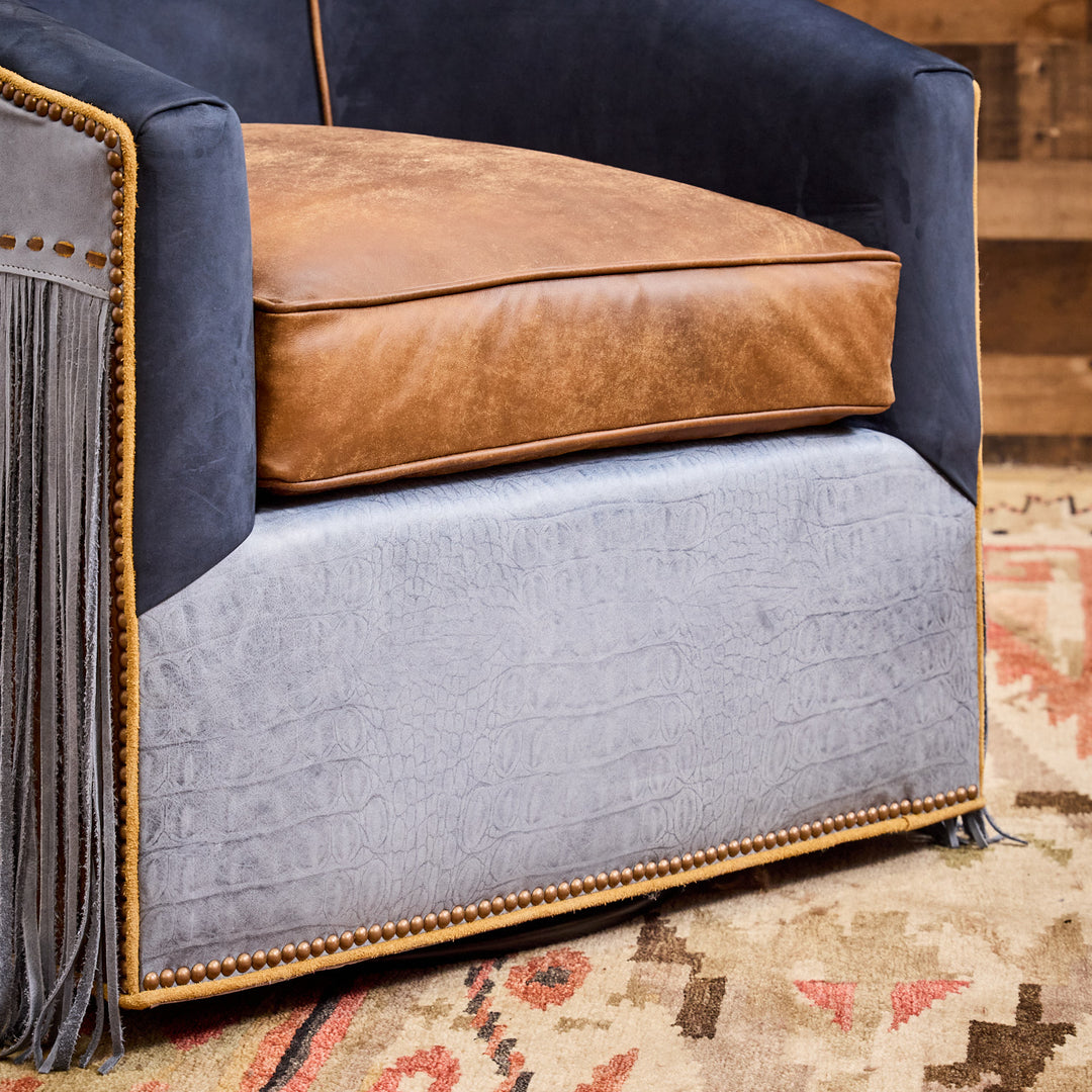 Blue Lagoon Western Swivel Chair