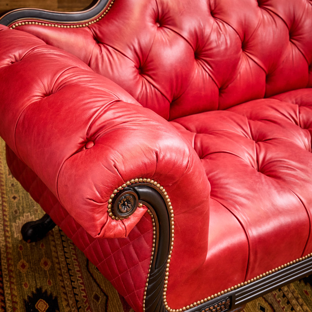 Inler Red Leather Duncan Phyfe Sofa
