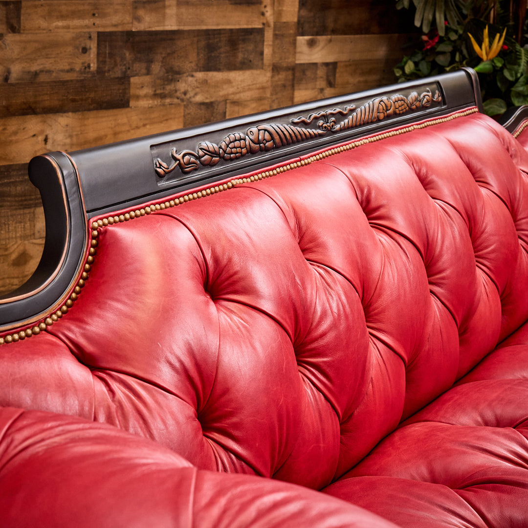Inler Red Leather Duncan Phyfe Sofa