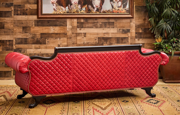 Inler Red Leather Duncan Phyfe Sofa